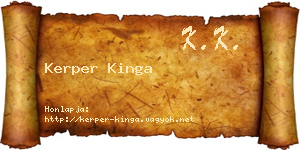 Kerper Kinga névjegykártya